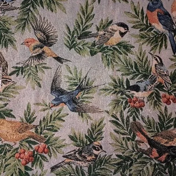 New Songbirds Heavy Afghan Woven Cotton Throw Blanket Gift Birds Bird Watcher - Picture 3 of 4
